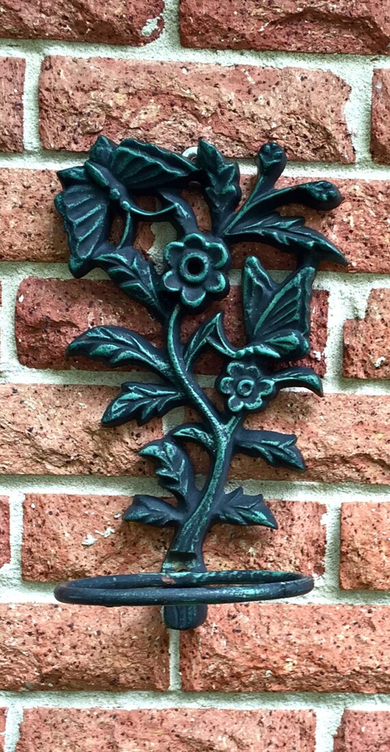 Set of Two Vintage Cast Iron Planters Flower Pot Holders Wall