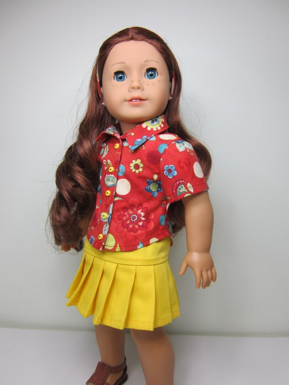 American girl doll clothes Fun print button up by JazzyDollDuds