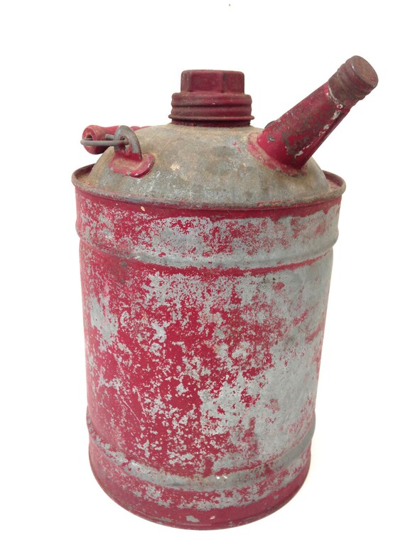 Items similar to REclaimed Vintage Gas Can Metal Gasoline Red With