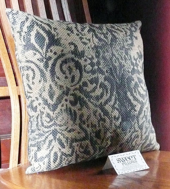 Decorative Pillow Navy Blue Beige Navy Beige by JollieSweets