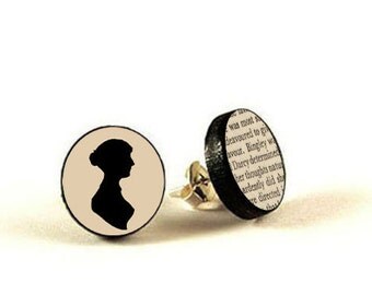 Emma Jane Austen - handmade stud earrings - decoupage