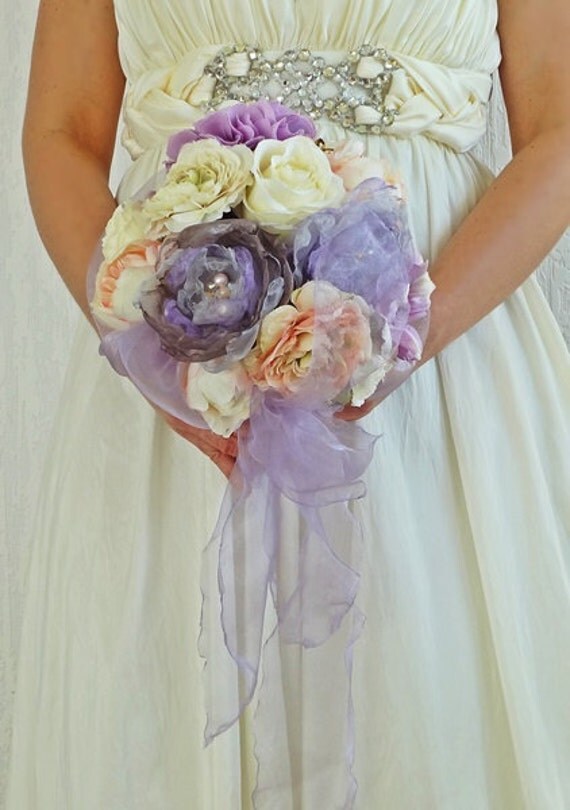 Pastel artificial flowers Bride bouquet by FlowerBootsLigaAsere