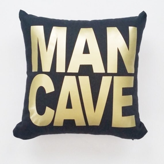 Throw Pillow Cover Man Cave Metallic Gold or by