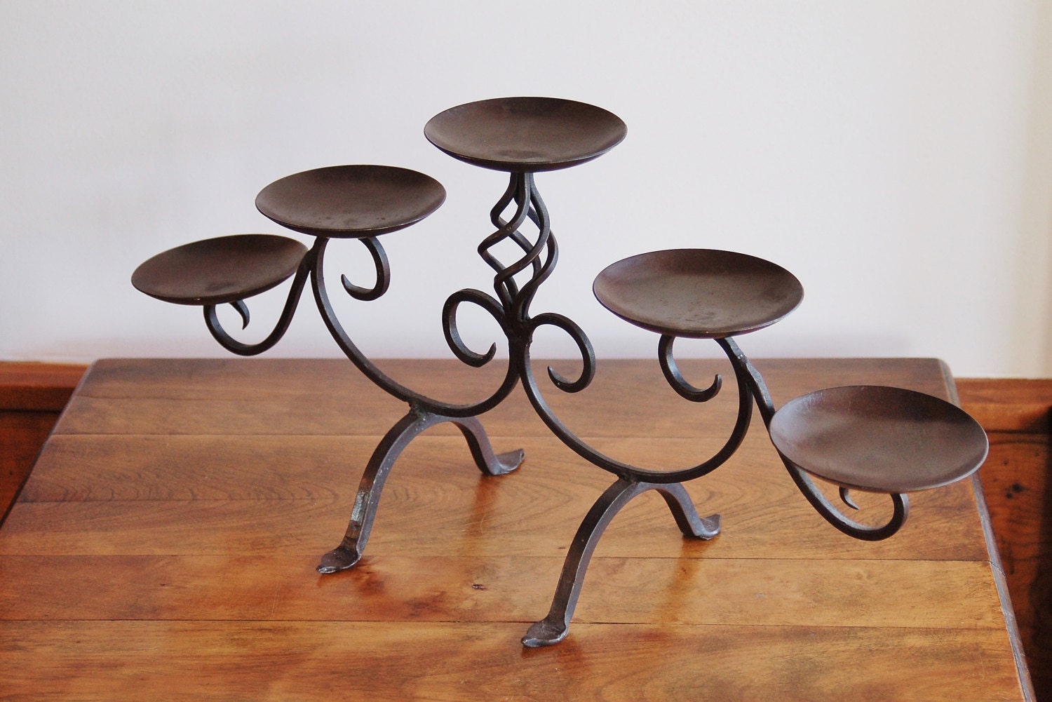 Wrought Iron Candelabra Hand Wrought Iron 5 Pillar