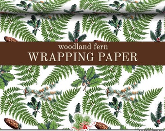 Woodland Fern Wrapping Paper | Custom Woodland Fern Gift Wrap Paper 9 foot or 18 foot Rolls Great For Any Occasion.