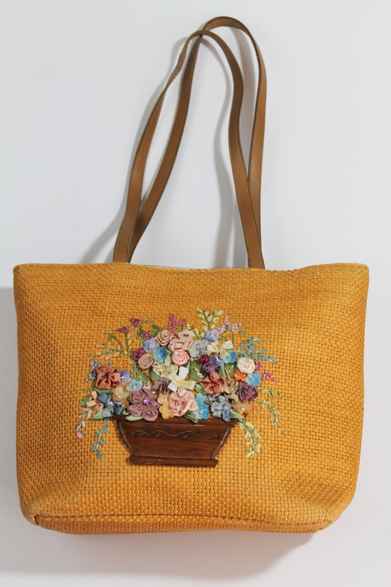 Straw Purse, Straw Handbag, Embroidered, Flowers, Cappelli Straworld ...