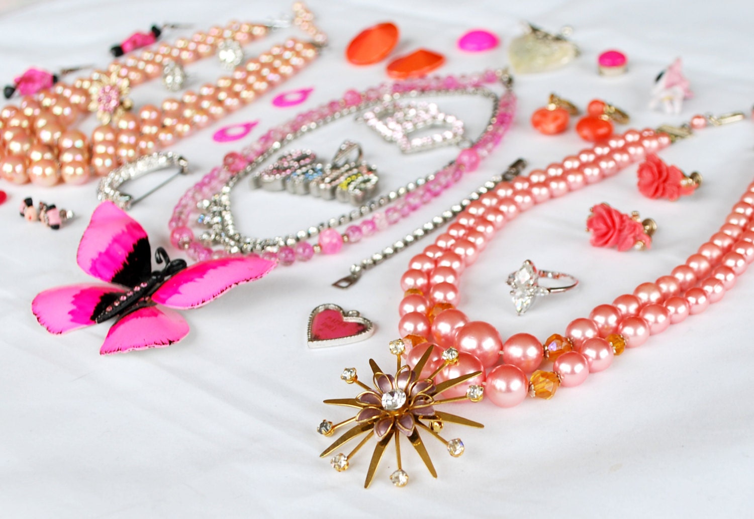 Girly Girl Pink Colorful Craft Jewelry Destash by AlmostOnAnIsland