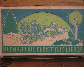 Working 1930's era Decorative Christmas Lights in Original Box