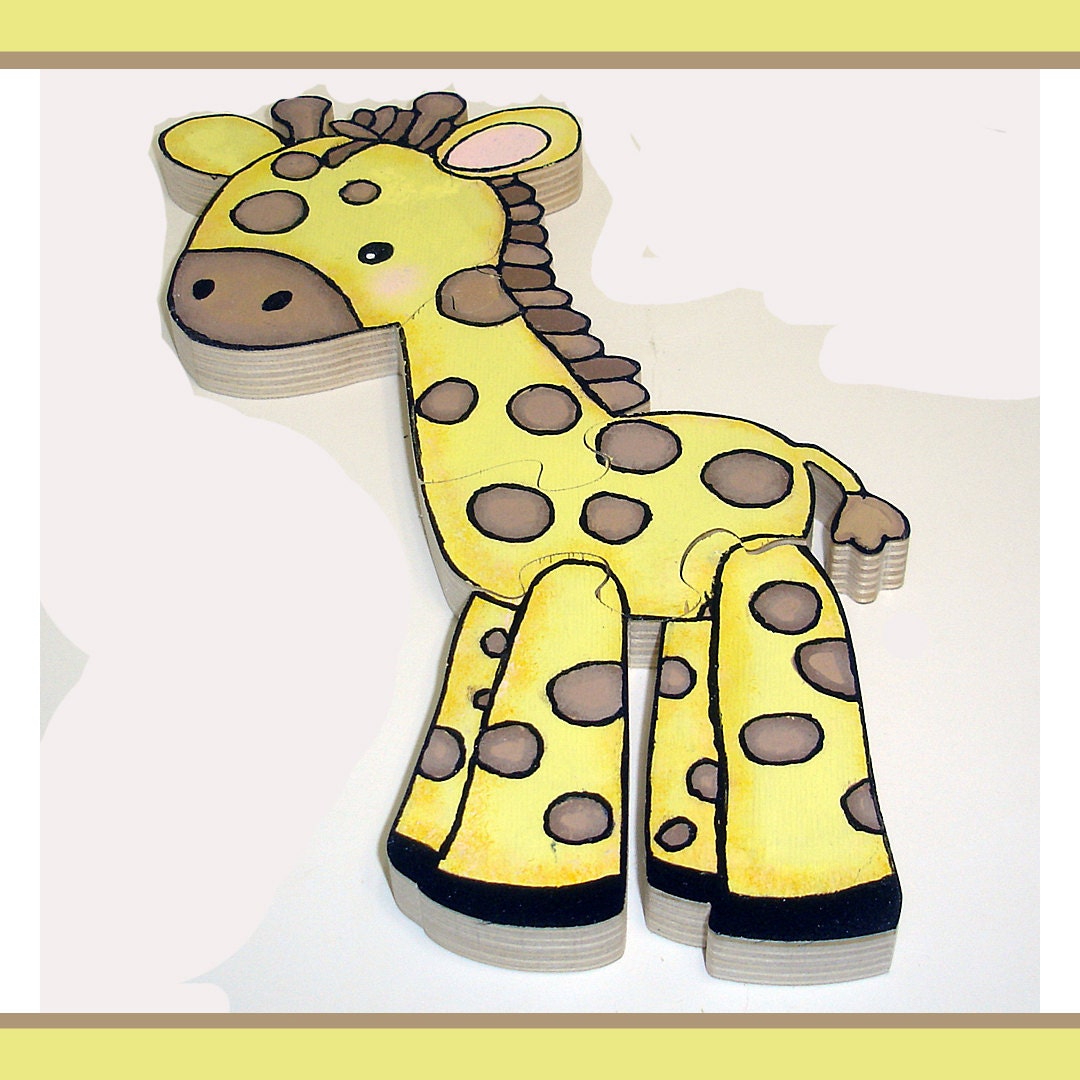 Giraffe Hand Painted Wooden 3d Jigsaw Puzzle by ThePuzzledOne