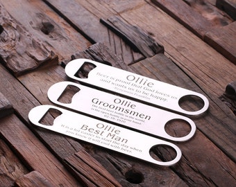 350 Personalized Stainless Steel Metal Bottle Opener - Engraved and Monogrammed , Nifty Groomsmen Gift (025085)