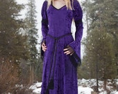 Gabriel Dress - Medieval Style Velvet Dress - purple, wine, green, silver