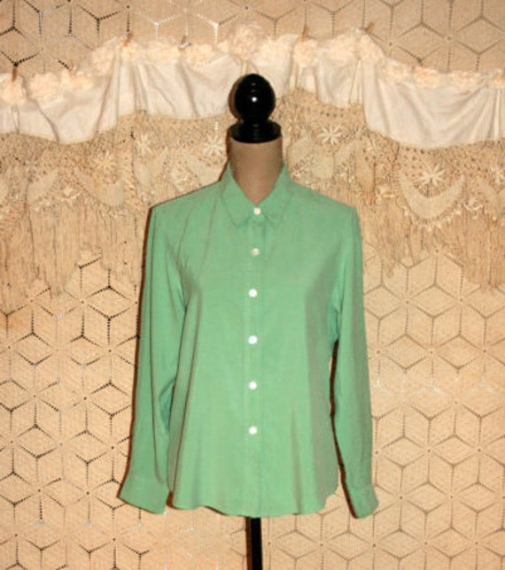 Green Silk Blouse Green Silk Shirt Mint Green Blouse Long