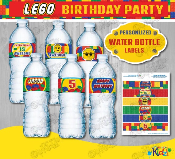 Lego Birthday Party Water Bottle by ItsAllAboutKidz on Etsy
