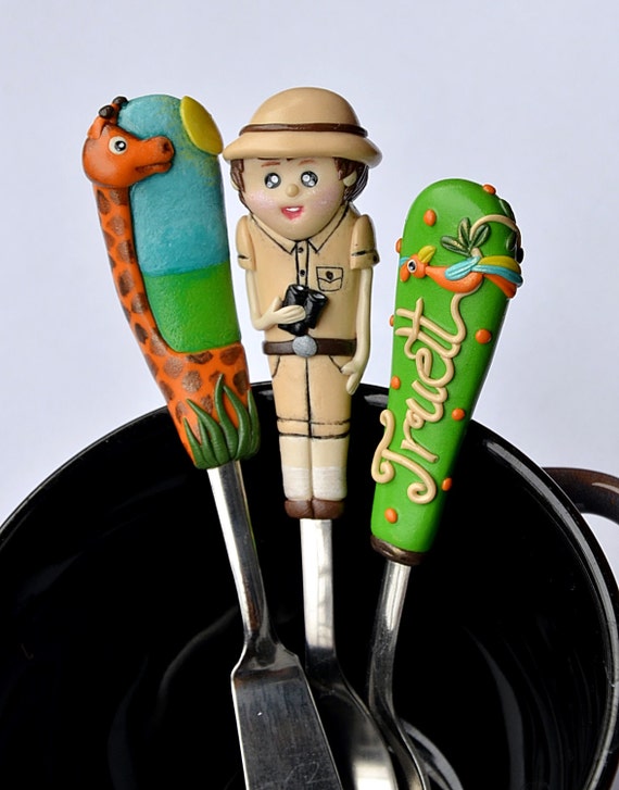 Custom Made Serving Cutlery Set for Boy Explorer Giraffe