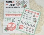 Wedding/ Party Invitations - Vintage Tea Party Design x 40