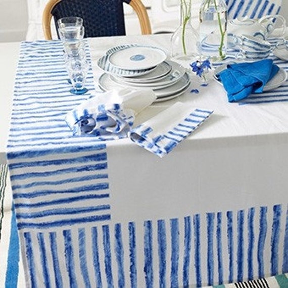 Items similar to Blue Beach Theme Set of Tablecloth and 6 Napkins