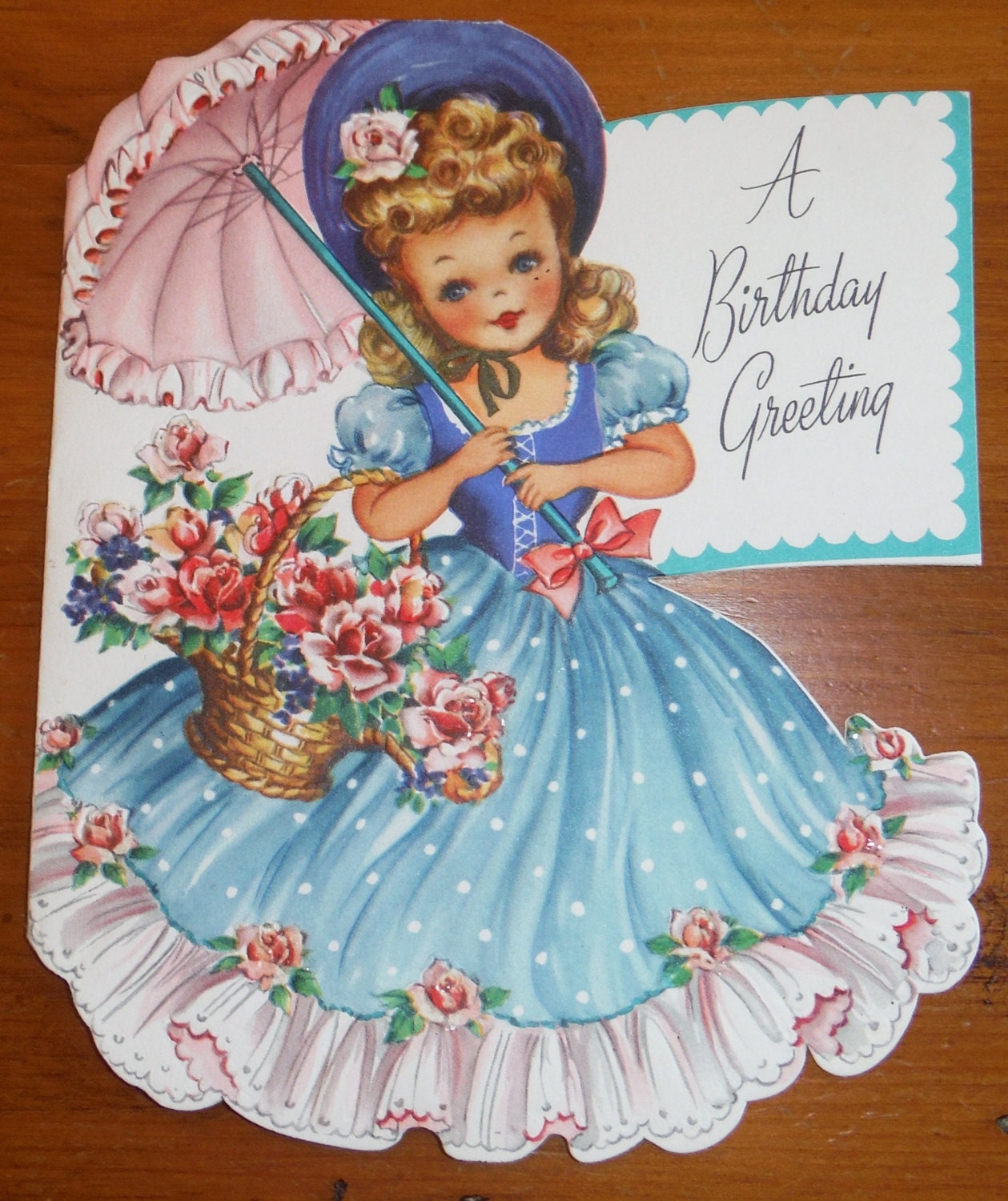  Vintage  Birthday  Greeting  Card  Sweet Girls by 