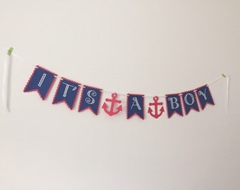 It's a Boy Nautical Baby Shower Banner - Nautical Baby Shower - Nautical Banner - Baby Shower Banner