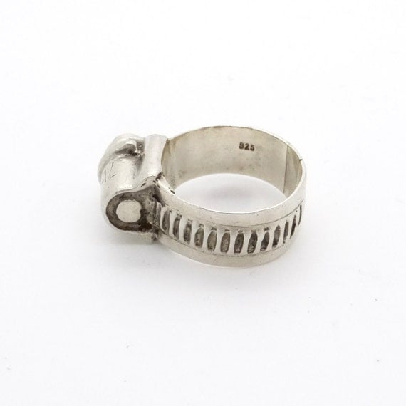 Hose Clamp 925 Sterling Silver Ring Industrial Design