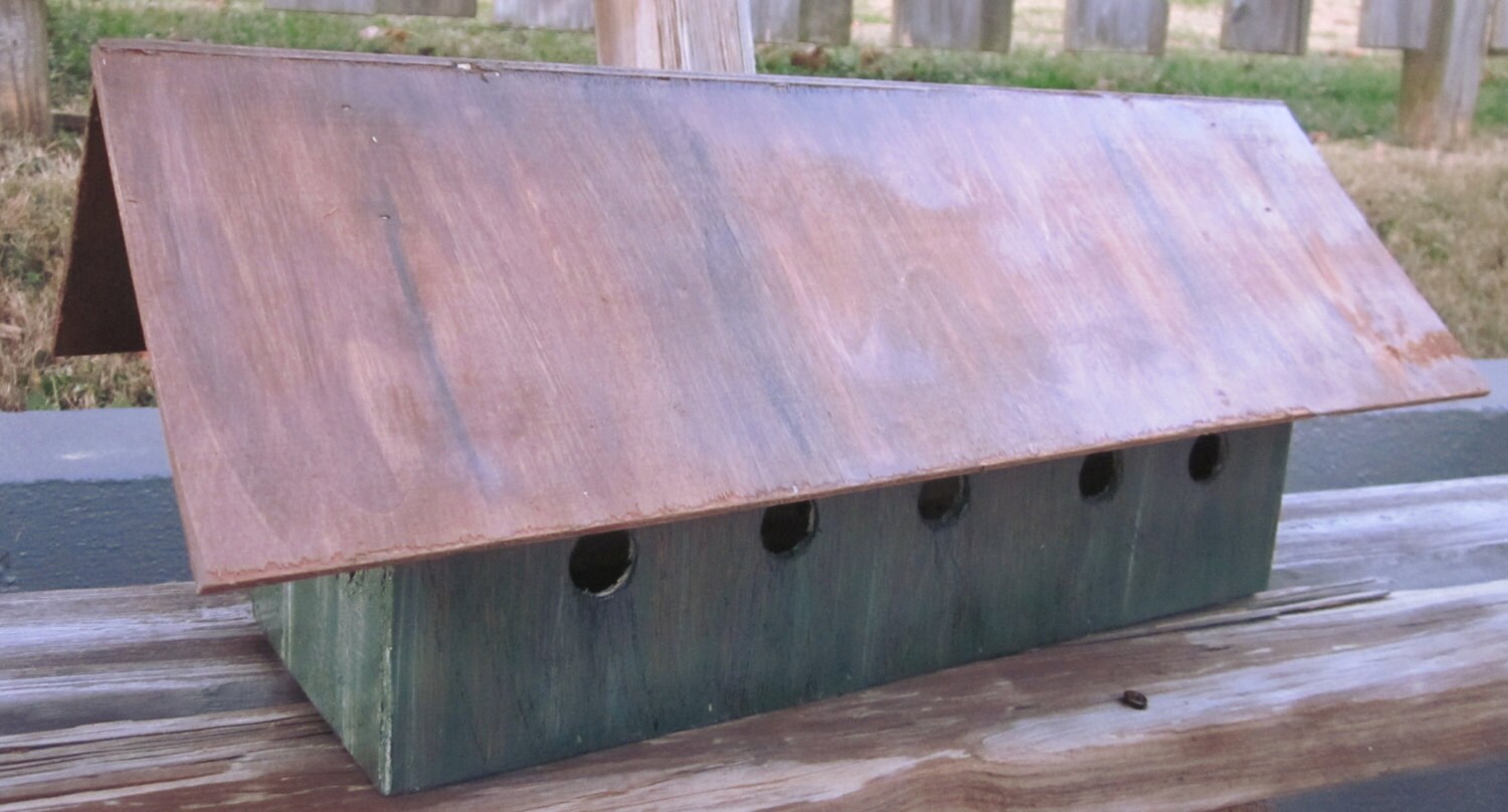 Rustic Large Birdhouse Chicken Coop Style Dark Green Barn