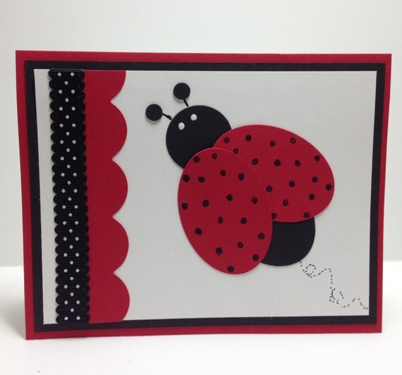 Ladybug Punch Art Handmade Greeting Card Teacher Thank You