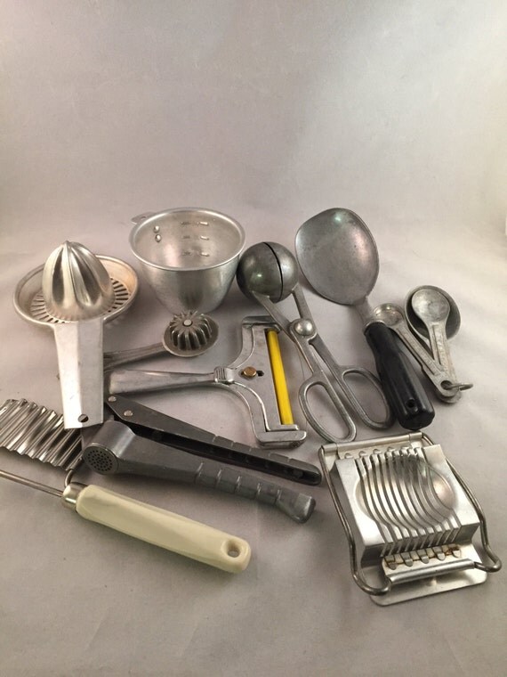 Vintage Aluminum Kitchen Gadgets Set of 10 by ThumbBuddyWithLove