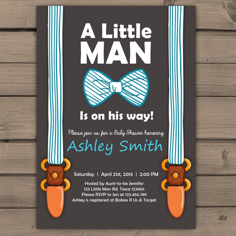 Little Man Baby Shower invite Baby Shower invitation Baby Boy