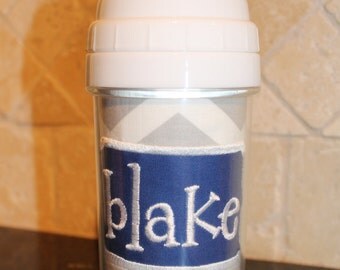 Gray Chevron Sippy Cup - Personalized w/ Name or Monogram - SIPPY or STRAW Top options