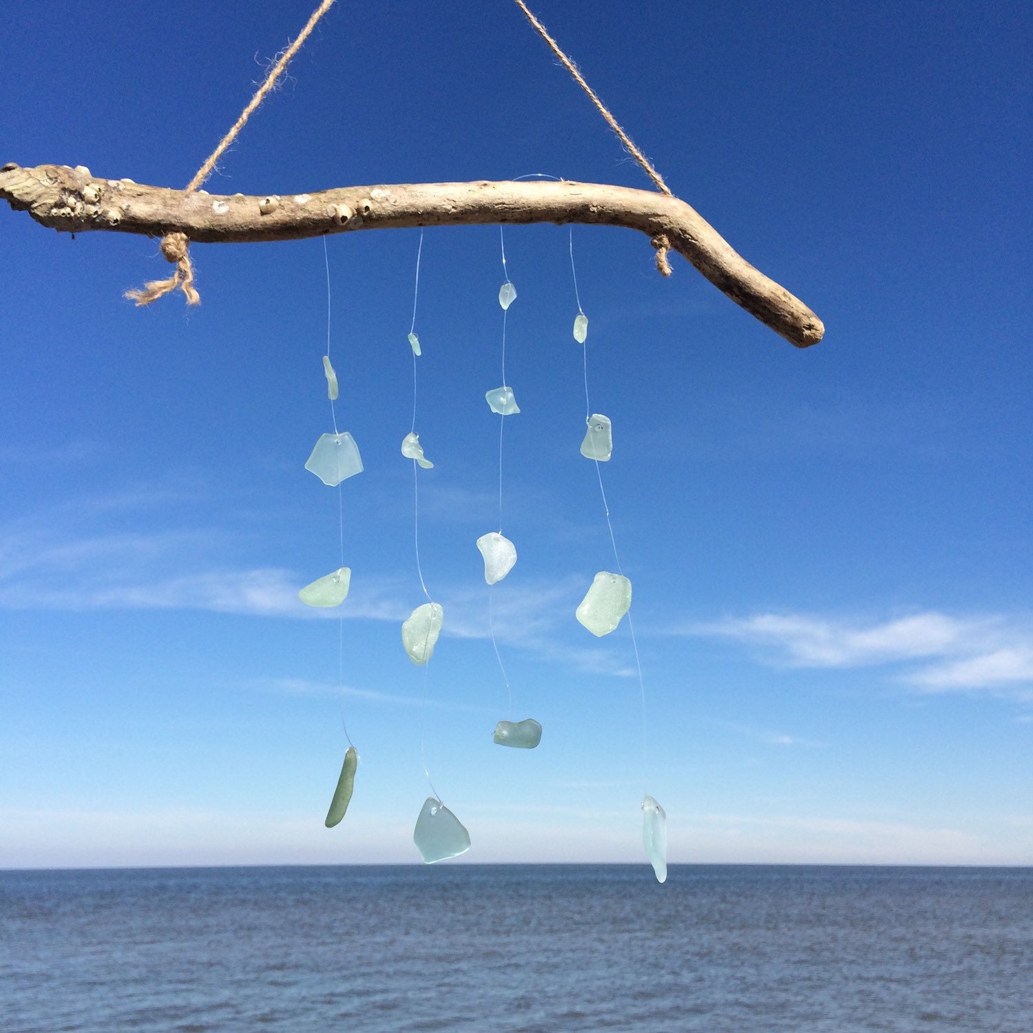 sailboat sea glass wind chime