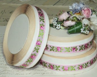 10y Full Spool Vintage SWISS ROSES RIBBON Trim for Doll Dress Millinery Hat Bonnet Ribbonwork