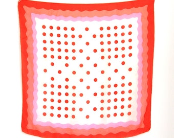 Vintage Silk Scarf Red Polka Dot