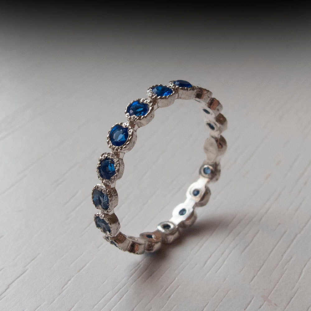 White Gold Sapphire Eternity ring gemstone Sterling by ARDONN