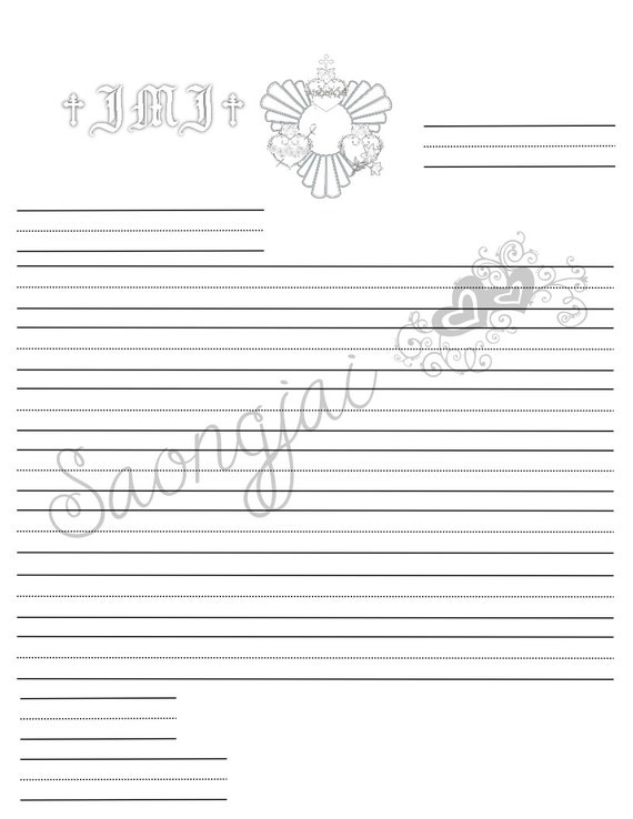 Catholic Kids Ruled Line Stationary Printable PDF