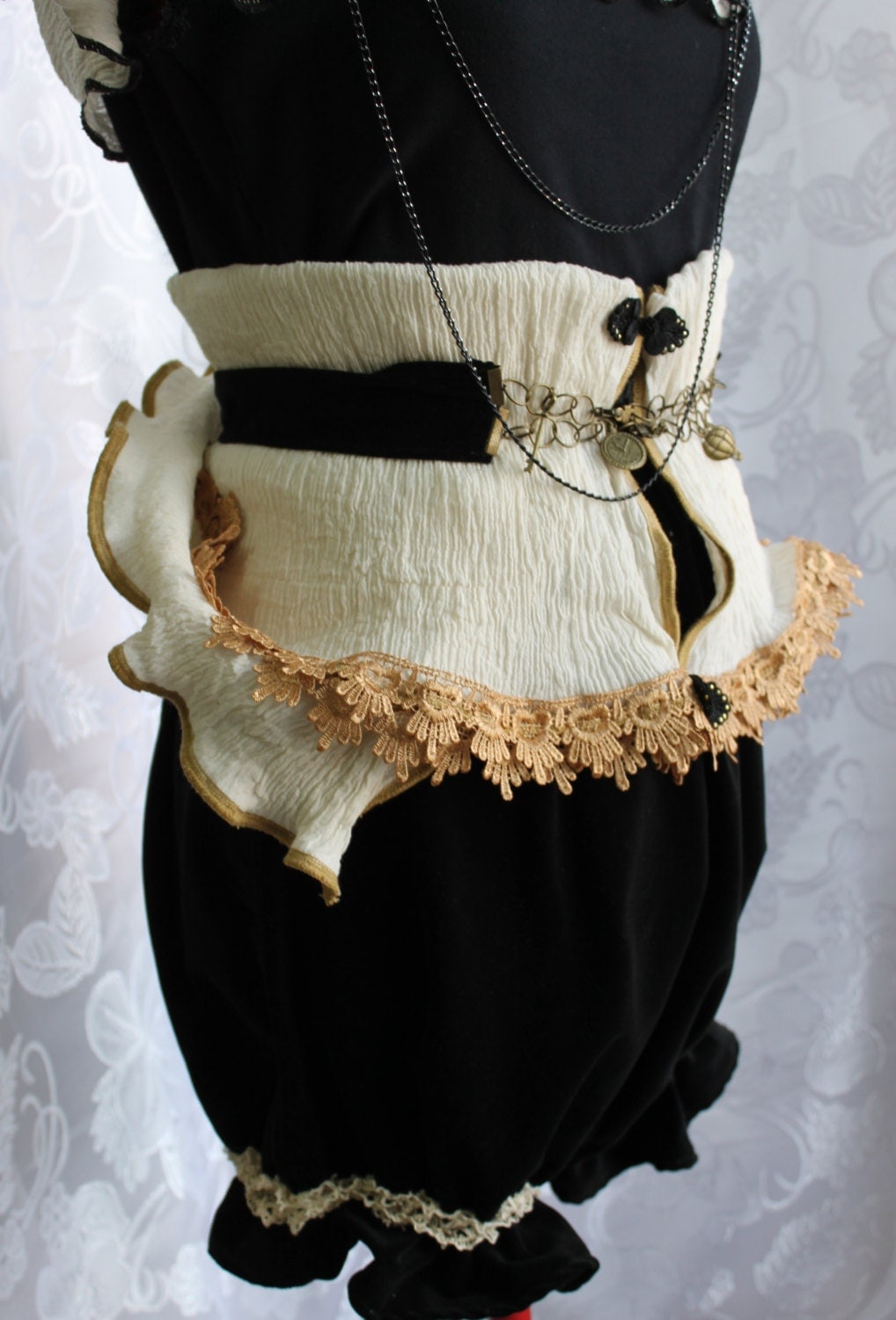 Victorian steampunk circus burlesque pantaloons (with owl buckle underbust corset) Custom Size