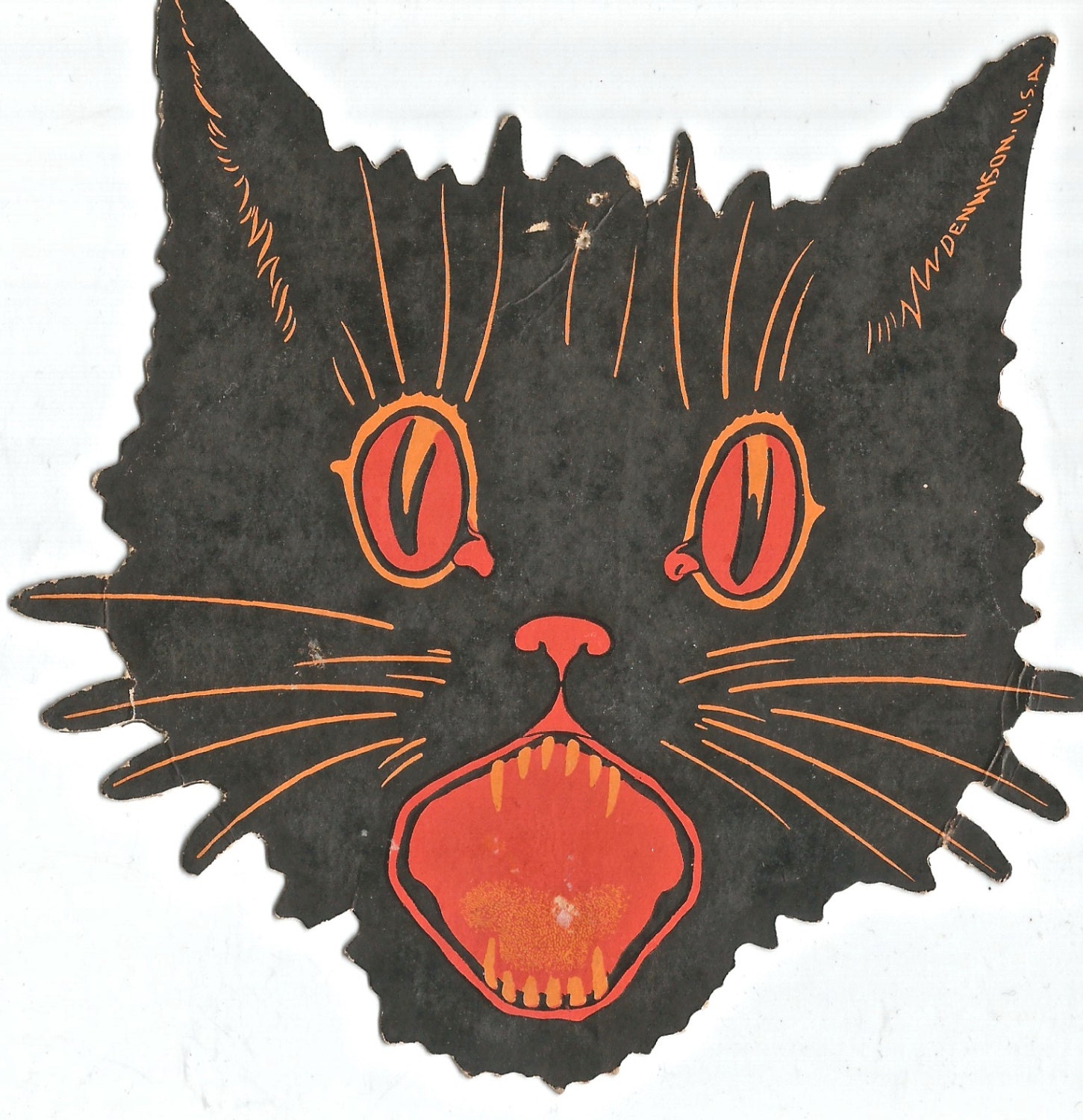 Vintage Halloween black cat digital download printable image