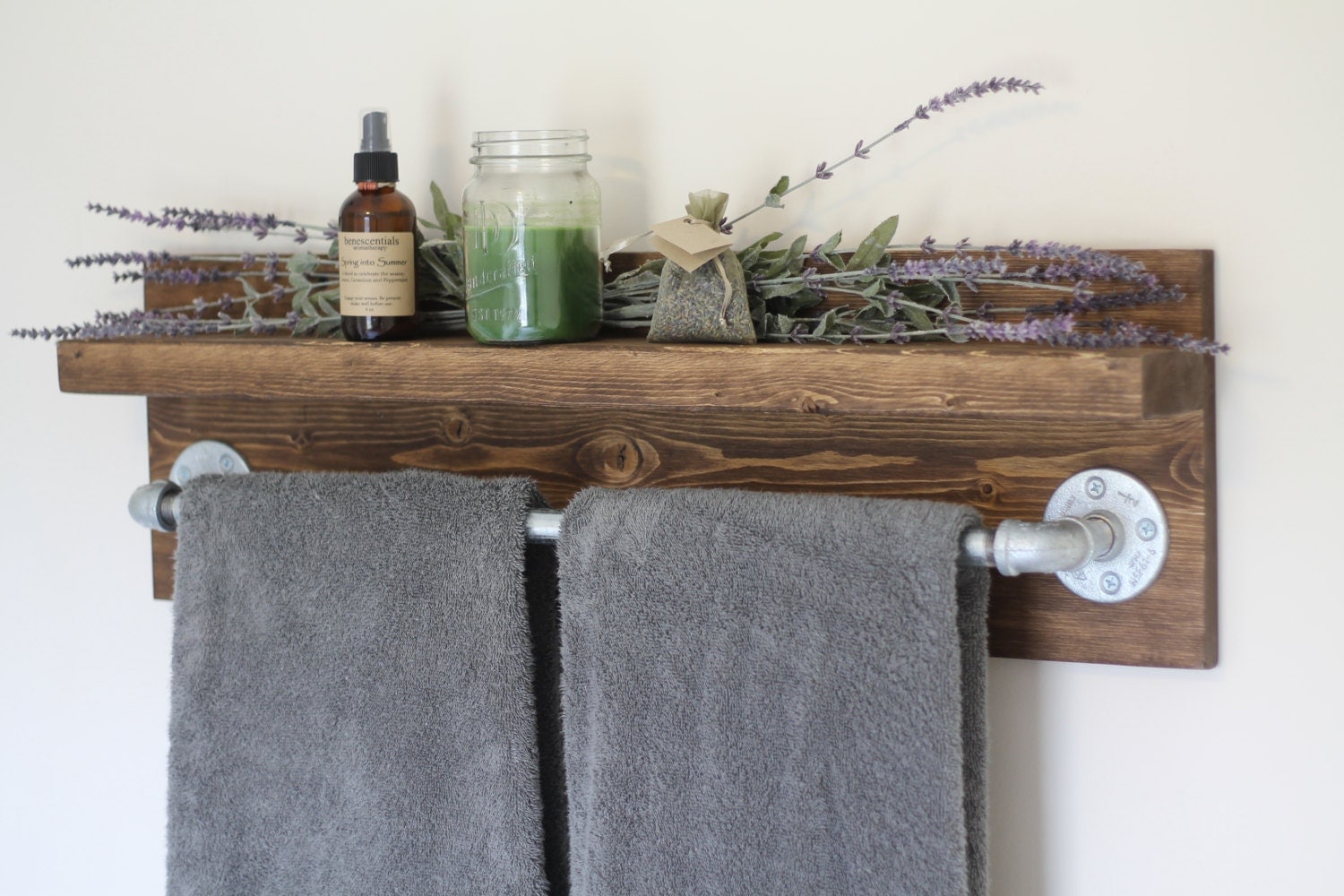 Industrial bathroom towel rack