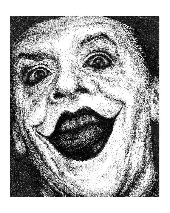 The Joker Ink Drawing Giclee Art Print by AlbrightArtStudio