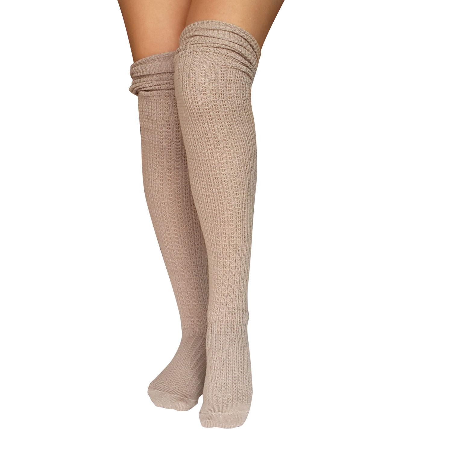 WOMEN and GIRLS SOCK Beige long socks-Knitted Black Boot by AGORAA