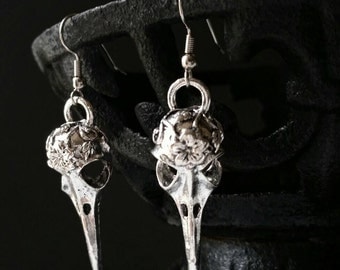 Skull Earrings, Bird Skull Earrings, Skull Jewelry, Pagan Earrings, Pagan Jewelry