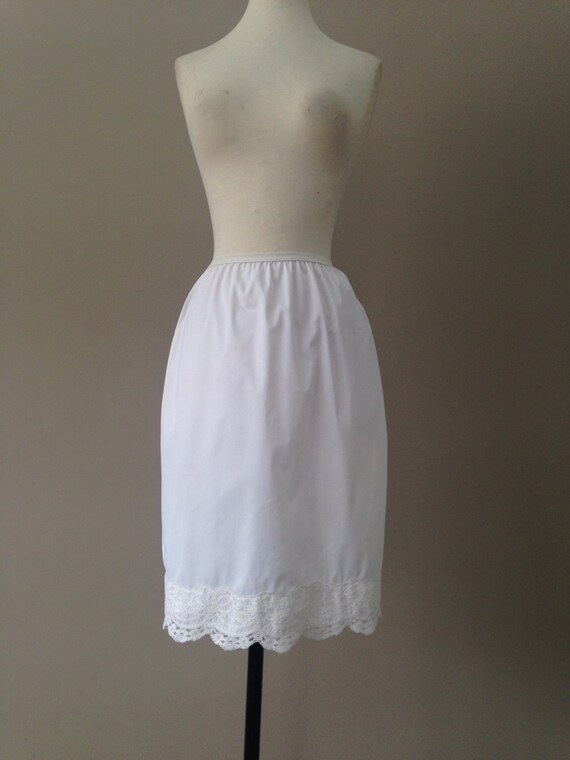 nylon taffeta slip half skirt w/lace vintage lingerie by LustNLux