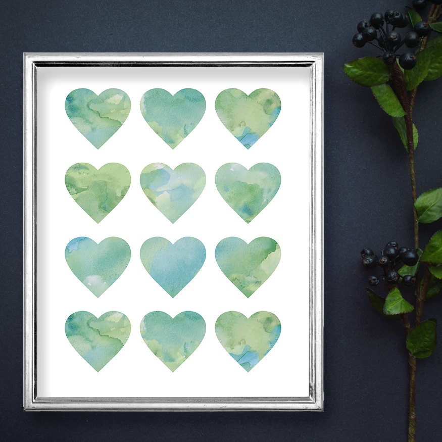 Love Printable Modern Hearts Wall Art Sea by