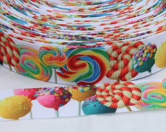 Cake Pop 1 Inch Grosgrain Ribbon by the Yard for Hairbows, Scrapbooking, and More!!