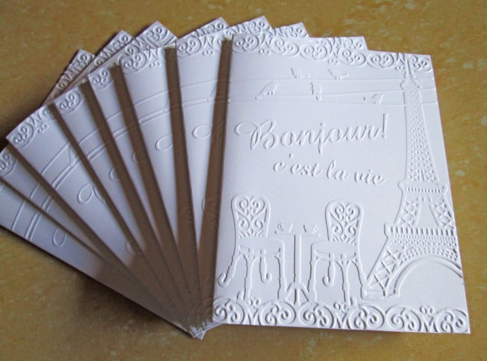 paris embossed cards greeting cards note cards handmade