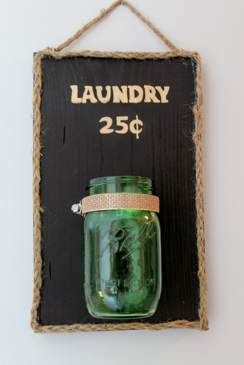 Laundry Room Change Jar Pocket Change Sign Green by CrossNBows