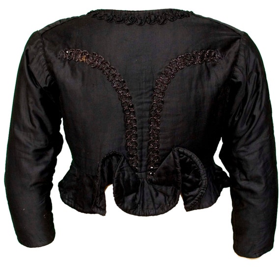 1880s Large Plus Size Jacket Cropped Shrug Victorian Black