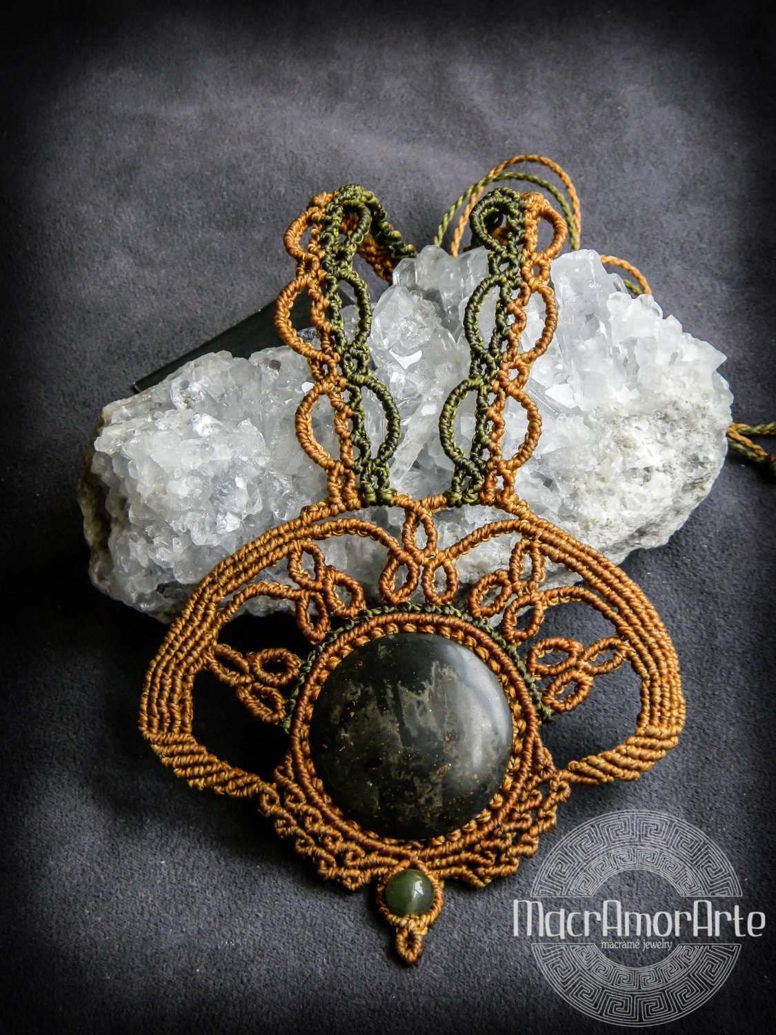 Macrame Necklace with Jasper stone and Aventurine by ...