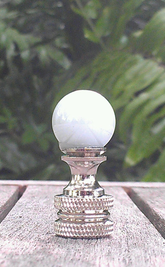 Small Lampshade Finial Pearl Cool White Glass by VeroLampshades