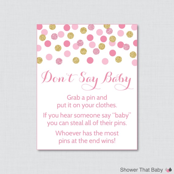 332 New baby shower game can't say baby 416 Don't Say Baby Baby Shower Game Printable Pink and Gold Don't Say Baby   