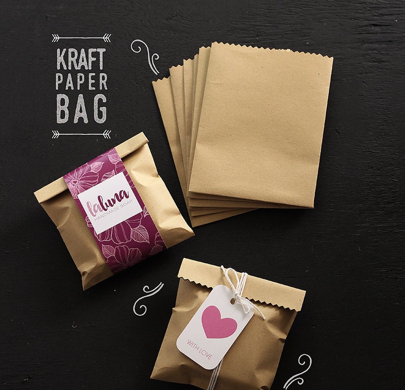 100 pcs kraft paper bags wedding party favor bags soap