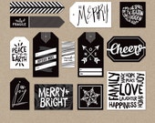 Items similar to Christmas Holiday Gift Tag Labels – Modern Black and ...